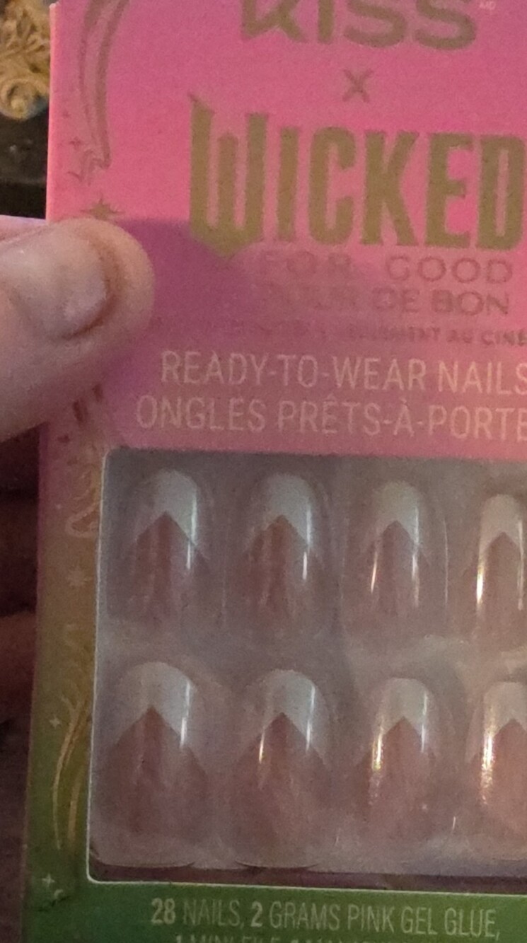 Kiss Pink Sheer Nails with White V French Tips